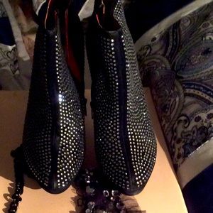 Black boots bling Rhinestones booties 8.5